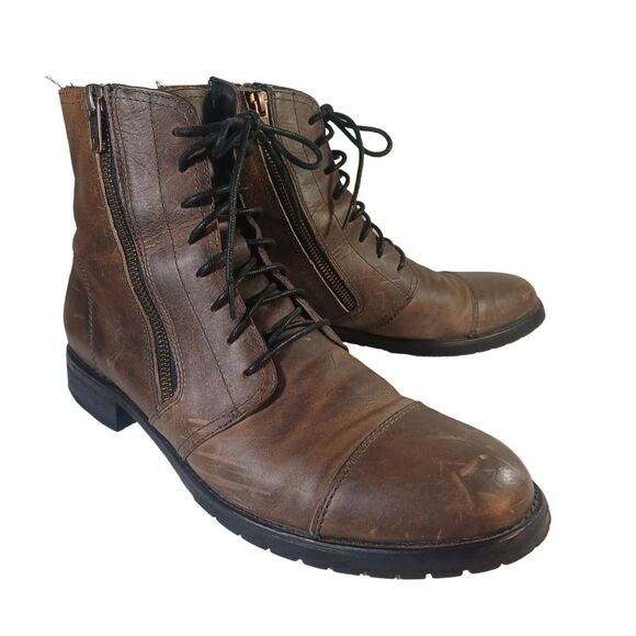 Bed Stu Distressed Leather Briwn Bryce Double Side Zip Boots Lined Size 9.5 main image 7